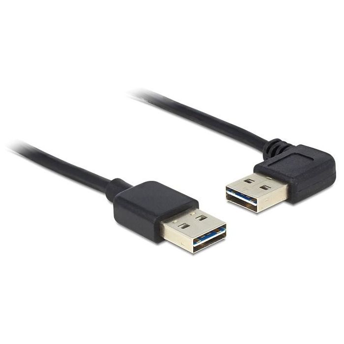 DeLOCK EASY USB 2.0-A Cable Macho a Macho 1m, Conector Angulado Izquierda/Derecha