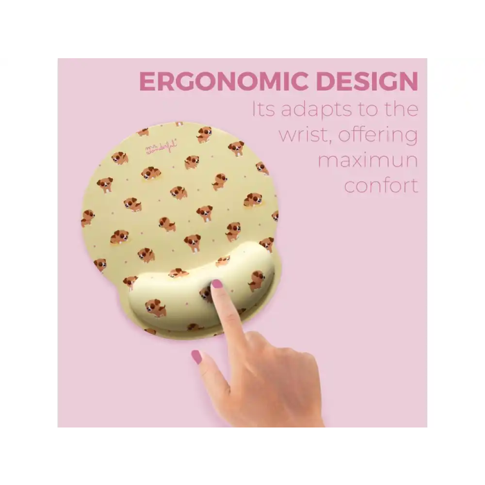 Mr Wonderful Alfombrilla de Ratón Ergonómica con Reposamuñecas de Gel Dog, Tamaño 25 x 23 cm