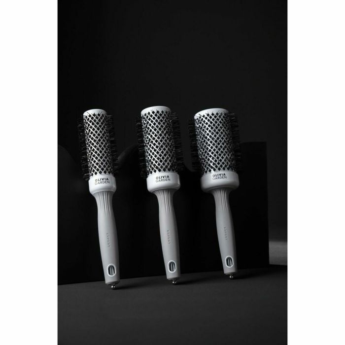 Olivia Garden EXPERT Blowout SHINE White&Grey #80 mm Cepillo Redondo para Peinado y Secado con Tecnología Iónica