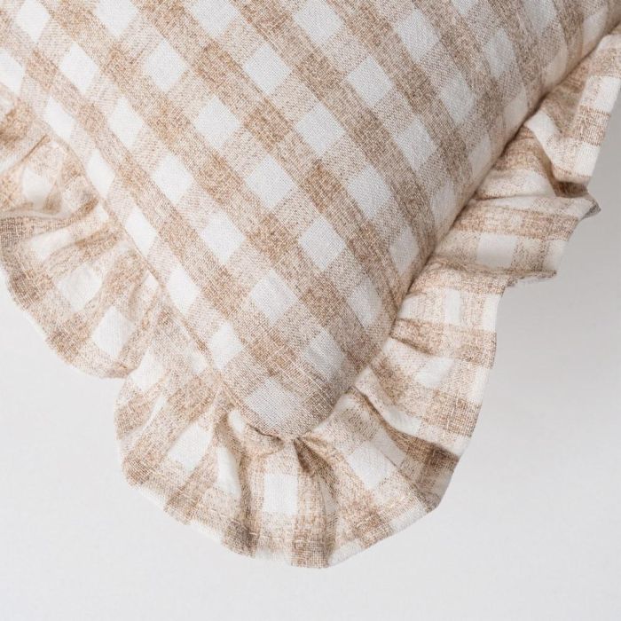 Cojín Cuadros Beige Algodón 43 X 43 cm