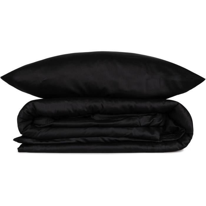 MEN8681875218435 Juego de cama Negro 100% Algodón Satén - Funda nórdica 220x240 cm y 2 fundas almohada 60x60 cm 2 MEN8681875218435 Juego de cama Negro 100% Algodón Satén - Funda nórdica 220x240 cm y 2 fundas almohada 60x60 cm 2