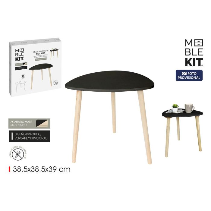 Moblekit Mesita Auxiliar de Madera Black 38.5 cm - Diseño Compacto y Funcional para el Hogar (6 Unidades)