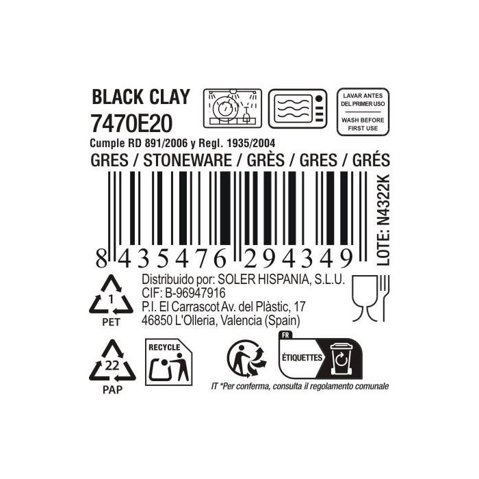 La Mediterranea Fuente Oval Black Clay 24.5 x 11.2 x 2 cm (12 Unidades) 4