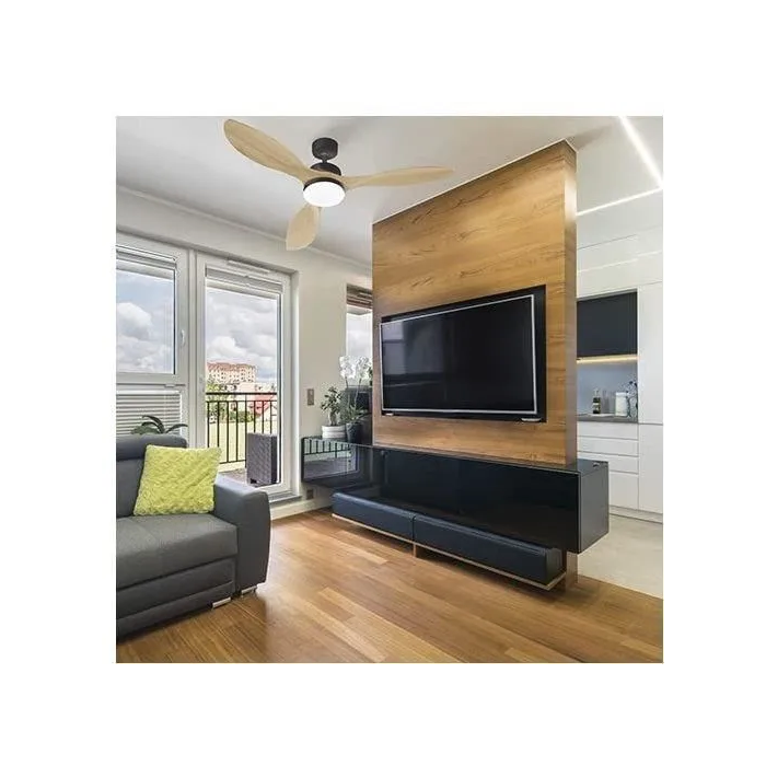 Farelek FAR3431541124394 Ventilador de Techo Oklahoma Negro y Madera Ø137cm 100W + LED 1