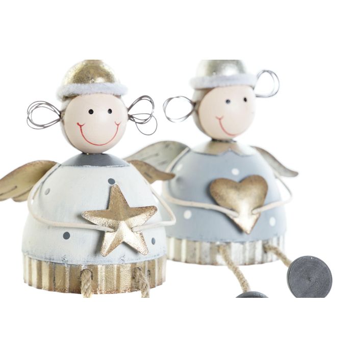 DKD Home Decor Figura Navidad Moderna Blanco Gris Metal 9 x 16 x 6.5 cm (6 Unidades) 1