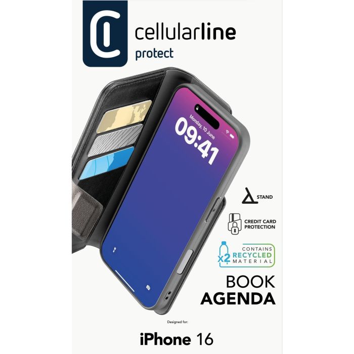 Cellularline Book Agenda 2 Case iPhone 16 Black 2