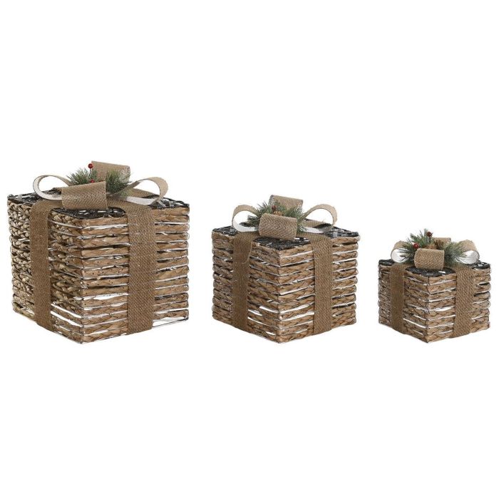 Regalo Navidad Alpina DKD Home Decor Natural 25 x 25 x 25 cm Set de 3 1