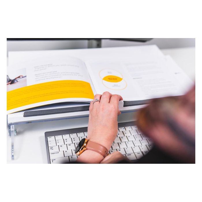 BakkerElkhuizen 630N Soporte para documentos FlexDesk con ajuste de altura, Transparente, Blanco, 110 - 180 mm 4