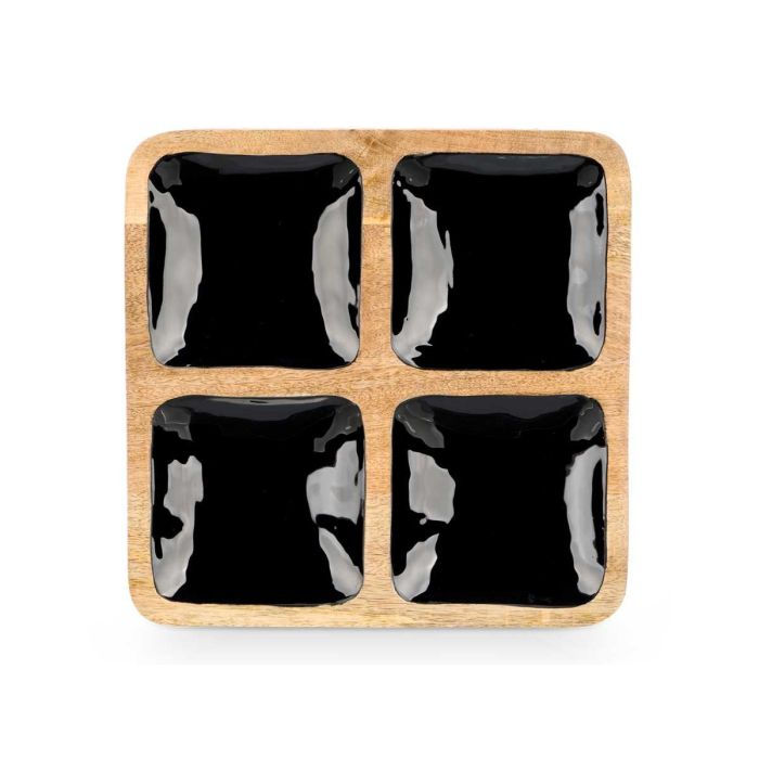 Bandeja Cuadrada 4 Espacios Madera Mango Negro Giftdecor 31x31x3 cm (6 Unidades) 2 Bandeja Cuadrada 4 Espacios Madera Mango Negro Giftdecor 31x31x3 cm (6 Unidades) 2
