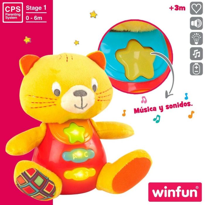 Peluche con Sonido Winfun Gato 16 x 17,5 x 10,5 cm (6 Unidades) 3