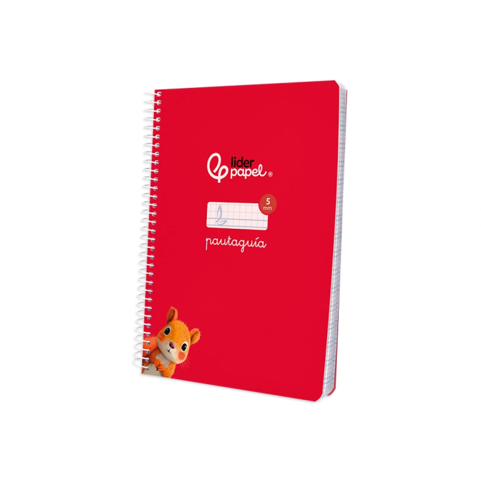 Liderpapel Cuaderno Espiral A5 Pautaguía Tapa Blanda 40 Hojas 75gr Cuadro Pautado 5mm Rojo 3