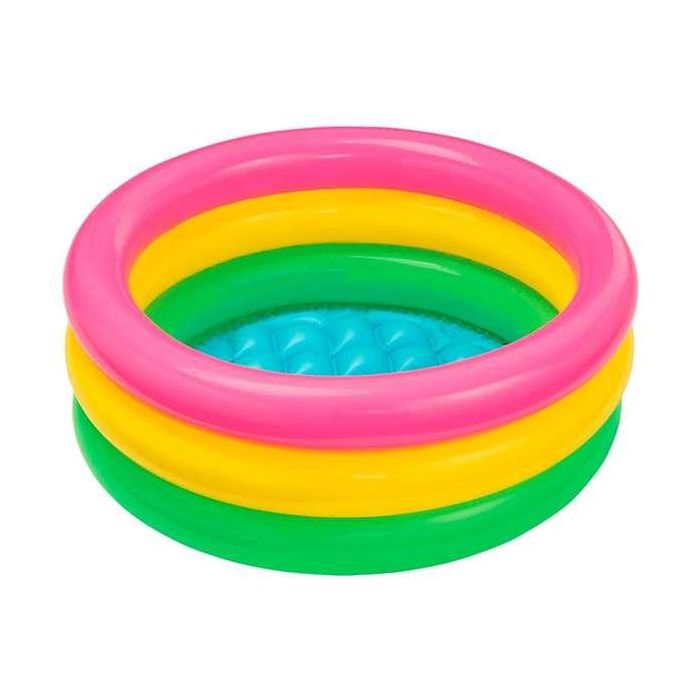 Intex Piscina Hinchable 3 Aros Colores con Suelo Hinchable Capacidad 28 Litros para Niños de 1 a 3 Años 61x22 cm Modelos Surtidos 3
