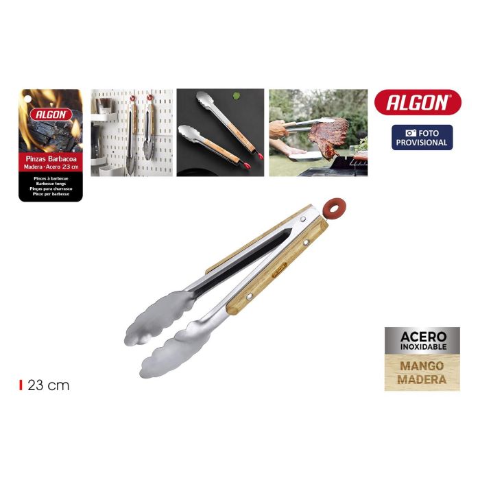 Pinzas Barbacoa Wood 23Cm Algon Bbq (24 Unidades)