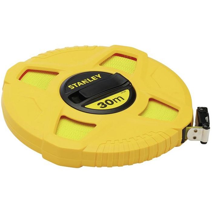 Stanley 0-34-296 Cinta Métrica Fibra Vidrio 20m x 12.5mm, Caja ABS Antideslizante, Manivela Plegable, Alta Visibilidad 3