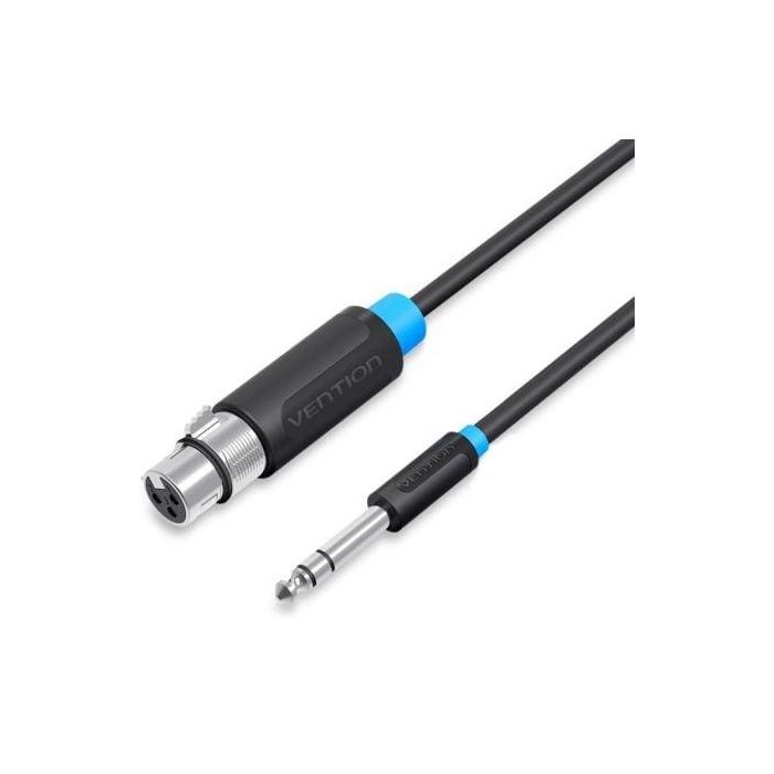 Cable Estéreo Vention BBEBI/ Jack 6.5 Macho - XLR Hembra/ 3m/ Negro