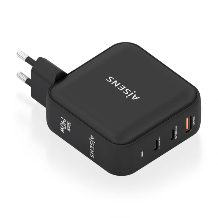 Cargador de Pared GaN Aisens ASCH-140W3P031-BK/ 2xUSB Tipo-C/ 1xUSB/ 140W Cargador de Pared GaN Aisens ASCH-140W3P031-BK/ 2xUSB Tipo-C/ 1xUSB/ 140W