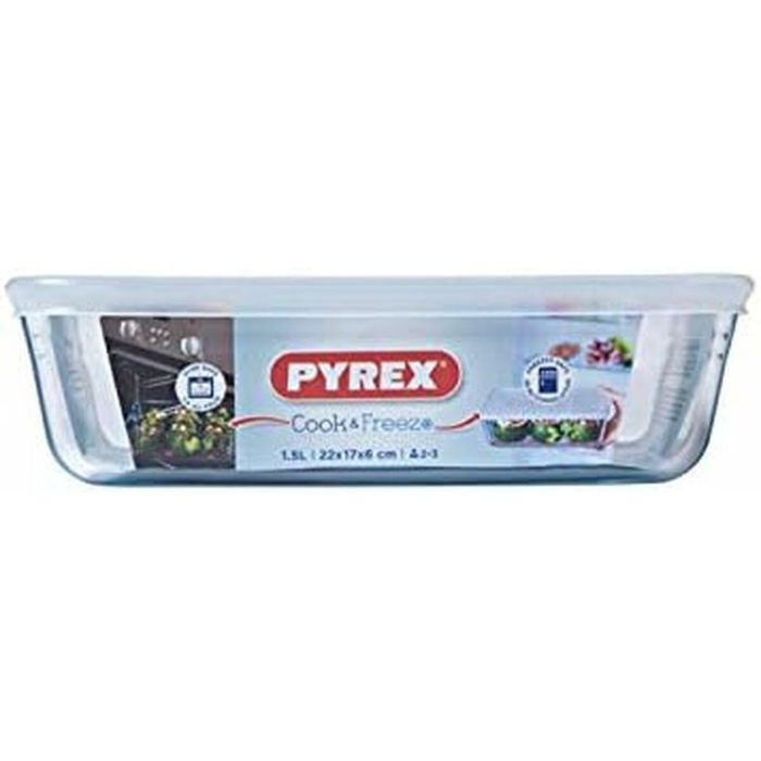 Recipiente Conservador de Alimentos Pyrex Blanco Transparente Rectangular 1,5 L 12 Recipiente Conservador de Alimentos Pyrex Blanco Transparente Rectangular 1,5 L 12