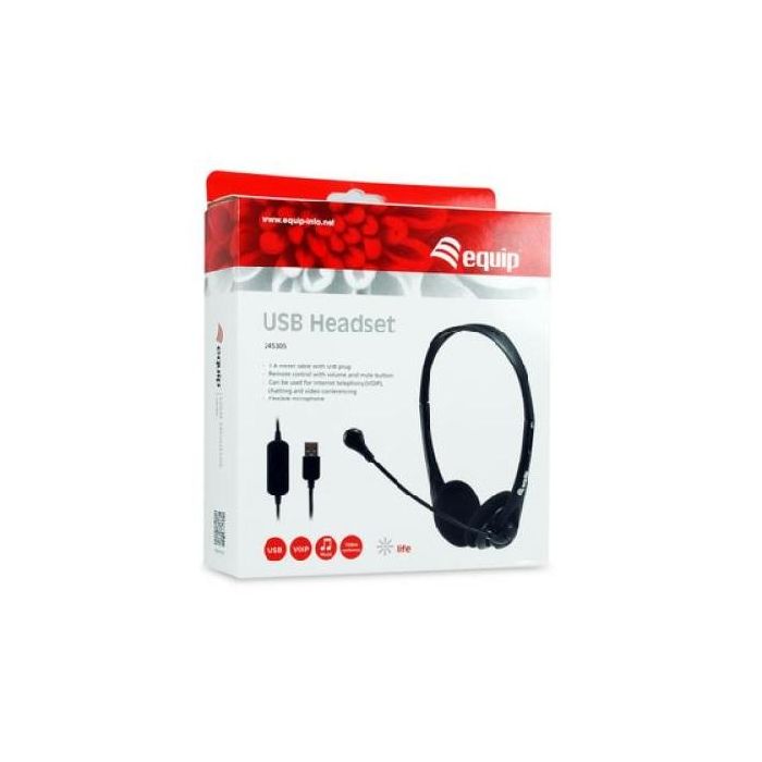 Equip Auriculares Diadema 245305 Alámbricos USB Tipo A para Oficina/Centro de llamadas 1