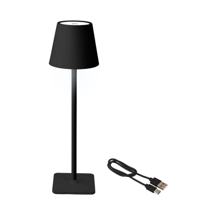 Lámpara led de mesa recargable para exterior y interior color 37 cm negro