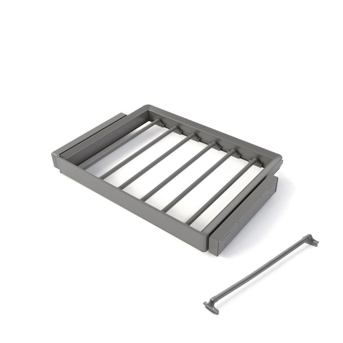 Emuca Kit de pantalonero de 7 varillas y bastidor regulable Quartz para armarios, guías de cierre suave y extracción total, Módulo 70cm, Acabado Titanio 0 Emuca Kit de pantalonero de 7 varillas y bastidor regulable Quartz para armarios, guías de cierre suave y extracción total, Módulo 70cm, Acabado Titanio 0