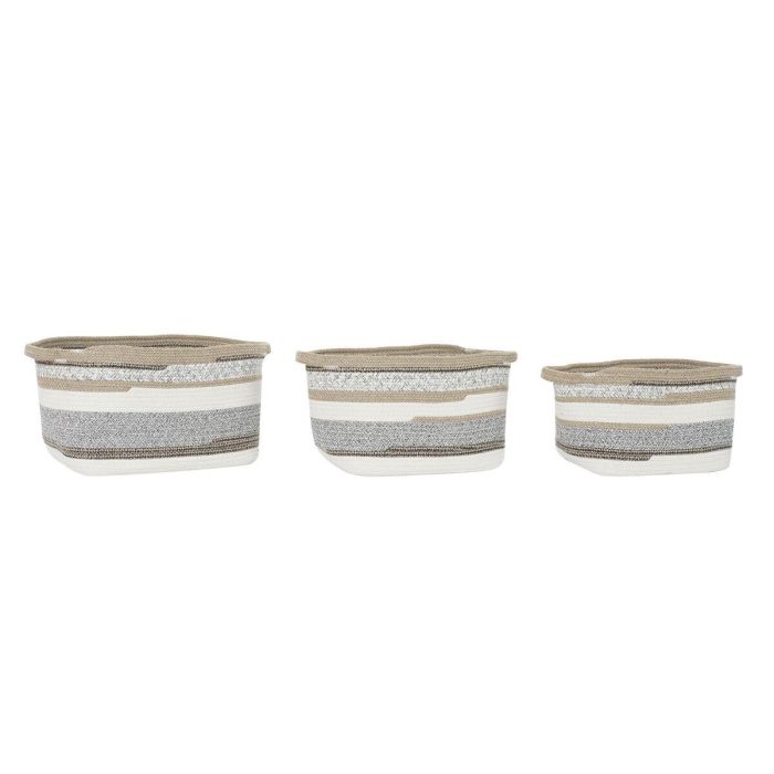 Cesta Boho DKD Home Decor Gris Natural 30 x 24 x 36 cm Set de 3