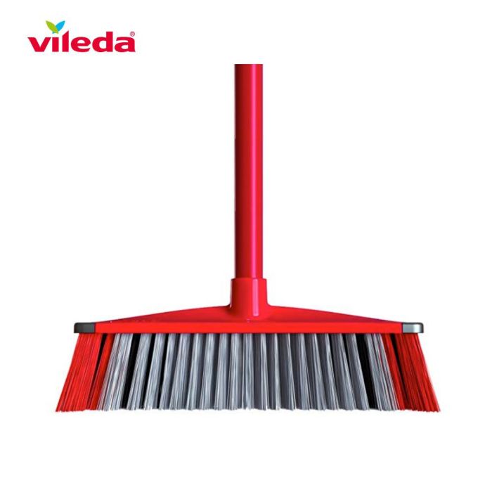 Vileda Universal 3 en 1 antichoque Cepillo Escoba 3 Action con Palo Multiusos, Cerdas para Polvo Fino, Pelos y Esquinas, Rojo 2