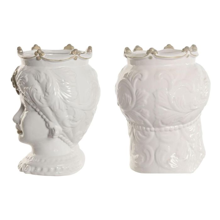Macetero Home ESPRIT Blanco Beige Porcelana 15 x 15 x 26.5 cm (2 Unidades) 3 Macetero Home ESPRIT Blanco Beige Porcelana 15 x 15 x 26.5 cm (2 Unidades) 3