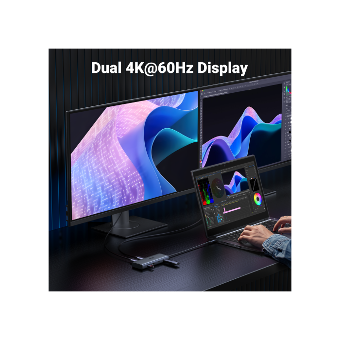 Ugreen 7-In-1 Usb-C Hub Cm498 Acoplamiento Base Gris 3 Ugreen 7-In-1 Usb-C Hub Cm498 Acoplamiento Base Gris 3