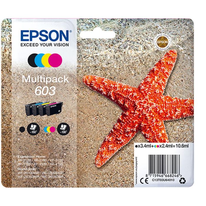 Cartucho de Tinta Original Epson Nº 603 Negro/Cian/Magenta/Amarillo 1 Cartucho de Tinta Original Epson Nº 603 Negro/Cian/Magenta/Amarillo 1
