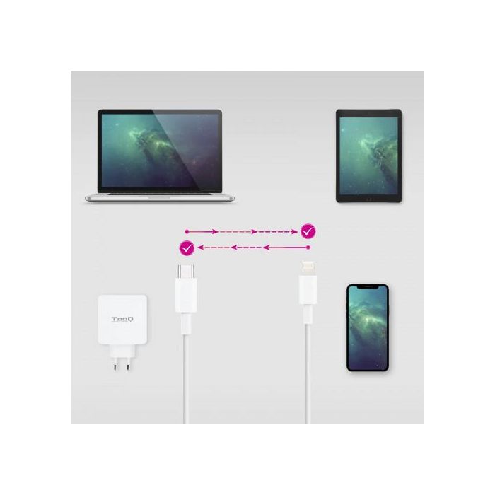 Nano Cable 10.10.0602 Cable USB Tipo-C a Lightning Macho, 2m, Blanco 3