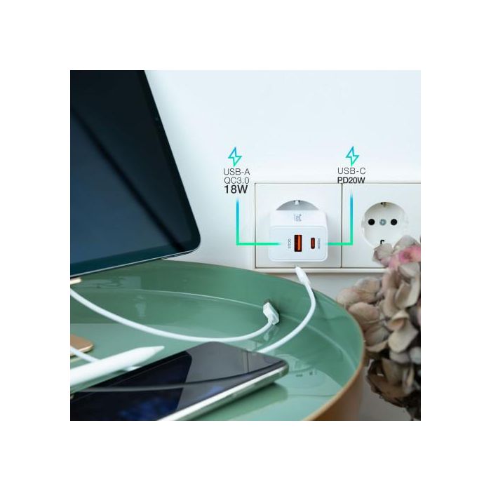 CARGADOR USB PARED TOOQ TQWC-2SC04WT 20W USB-C/ USB-A BLANCO 4