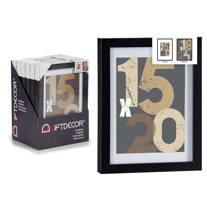 Portafoto Pared Madera Paspartu 15X20Cm Negro Giftdecor (12 Unidades) Portafoto Pared Madera Paspartu 15X20Cm Negro Giftdecor (12 Unidades)