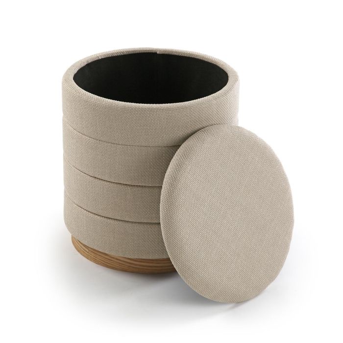 Puff Con Almacenamiento Beige Versa 44X40CM 2 Puff Con Almacenamiento Beige Versa 44X40CM 2