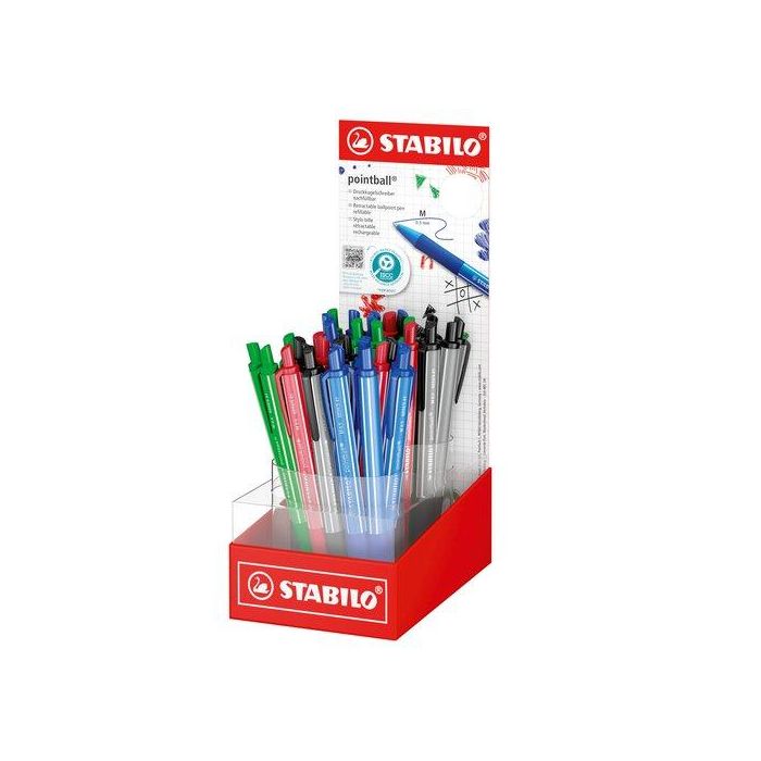 Boligrafo Stabilo Retractil Pointball Colorful Surtido Expositor De 38
