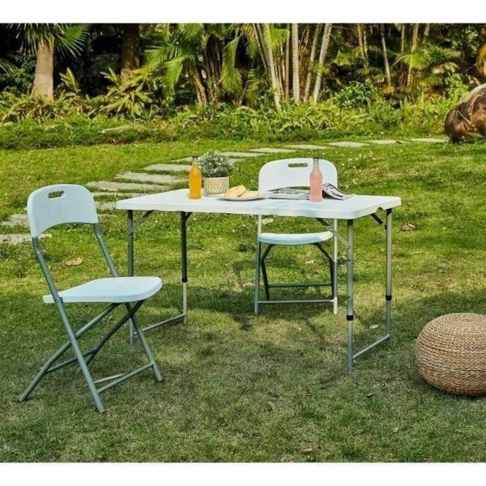 Mesa Plegable de 120 cm para 4 Personas, uso Interior y Exterior. Tubos de Acero con Recubrimiento en Polvo Ø 25x1mm. Soporta 110 kg, Ligera. 3