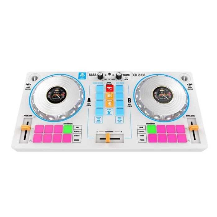 Mesa de mezclas de dj con karaoke y 2 altavoces blanco 5x5,52x25,8 cm 1 Mesa de mezclas de dj con karaoke y 2 altavoces blanco 5x5,52x25,8 cm 1