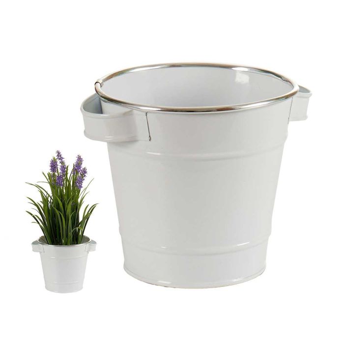 Ibergarden Cubo de Metal Blanco y Plata 19.5x14.5x16.5 cm (24 Unidades)
