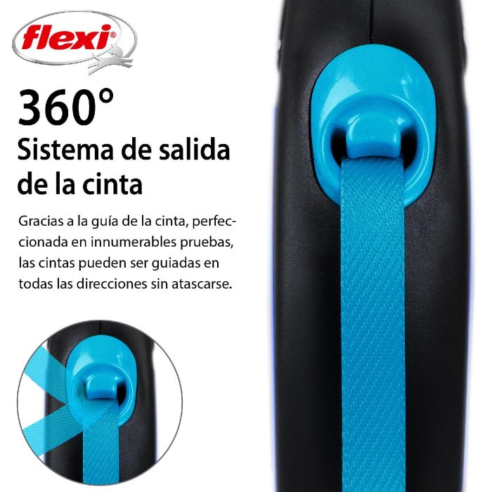 Flexi Correa Retráctil New Neon S Cinta 5m Azul Neón para Perros con Componentes Reflectantes de Alta Visibilidad 3 Flexi Correa Retráctil New Neon S Cinta 5m Azul Neón para Perros con Componentes Reflectantes de Alta Visibilidad 3