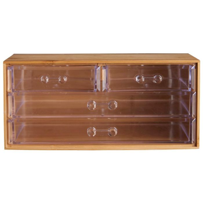 Day Cajonera con 4 Cajones de Bambú y Plástico Transparente 23.5x14.5x10.8 cm 2