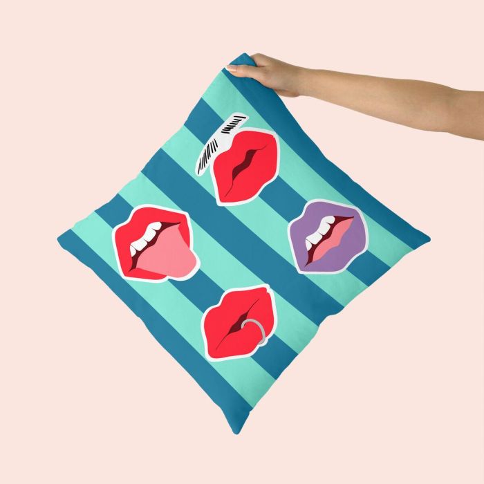 Funda de cojín HappyFriday Aware Lips Multicolor 50 x 50 cm 2 Piezas 3