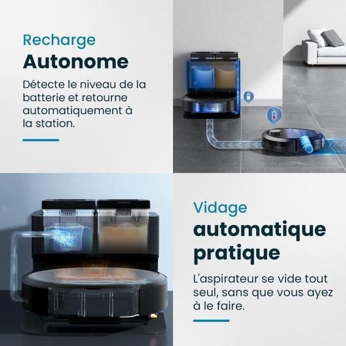 Robot Aspirador y Mopa Conectado con base de vaciado EZICLEAN All-in-one Z10 Plus - 240 min - 6000pa - 180m² - 1,5L 2 Robot Aspirador y Mopa Conectado con base de vaciado EZICLEAN All-in-one Z10 Plus - 240 min - 6000pa - 180m² - 1,5L 2