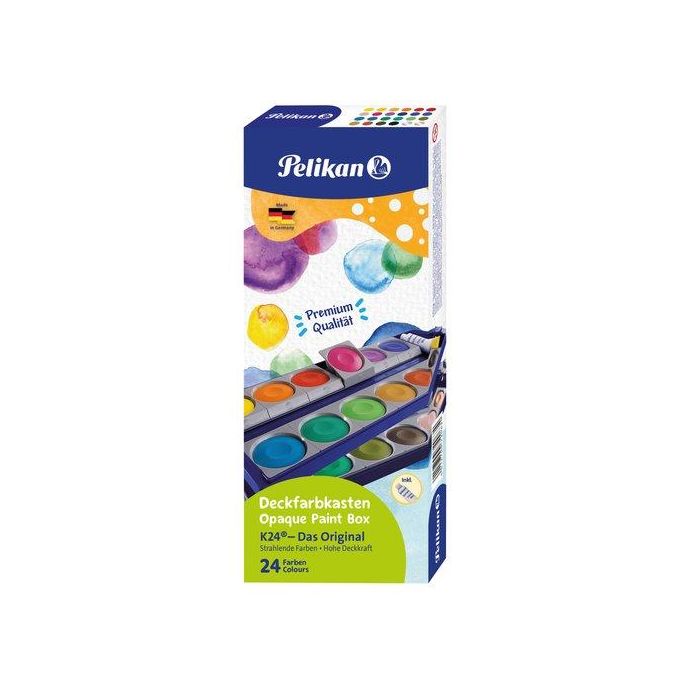 Acuarelas Pelikan 735 K/24 Cubriente Estuche De 24 + Tubo Tempera Blanca