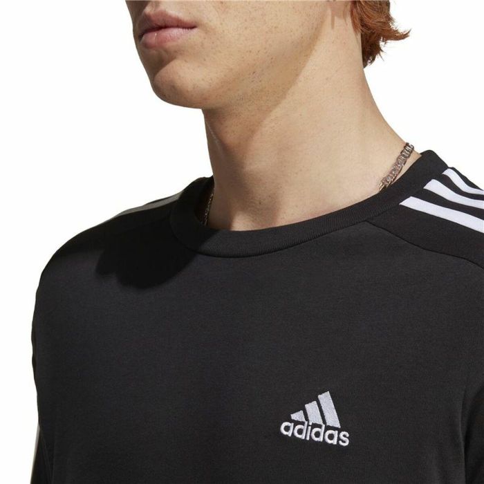 Camiseta de Manga Corta Hombre Adidas Essentials Single 3 Bandas Negro 4 Camiseta de Manga Corta Hombre Adidas Essentials Single 3 Bandas Negro 4
