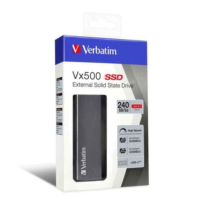 Verbatim Vx500 External SSD USB 3.1 Gen 2, 240GB 3 Verbatim Vx500 External SSD USB 3.1 Gen 2, 240GB 3