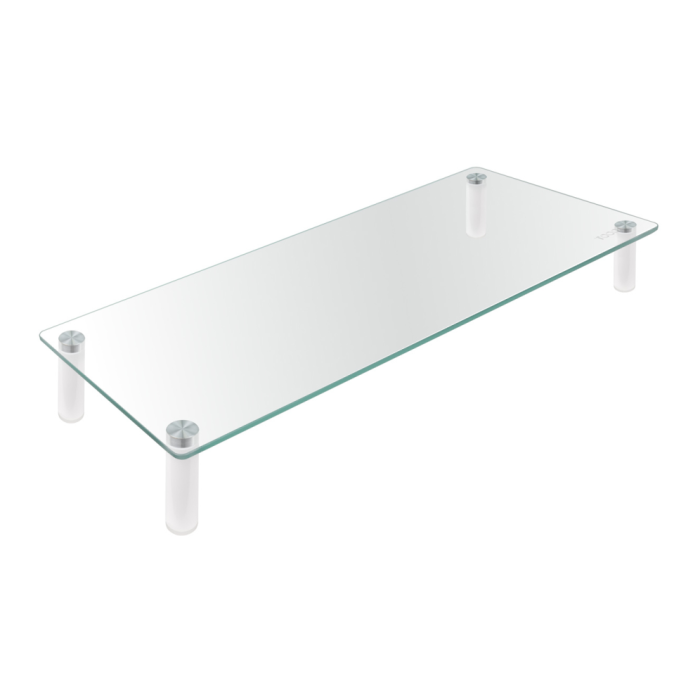 TooQ TQMR061 Soporte Elevador Multiusos de Monitor/Portátil de Vidrio Templado Transparente hasta 20kg Ergonómico para Escritorio