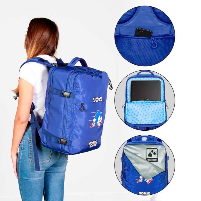 Sonic The Hedgehog - SEGA Mochila de Viaje Cabina 40x20x25cm Action Azul 2 Sonic The Hedgehog - SEGA Mochila de Viaje Cabina 40x20x25cm Action Azul 2