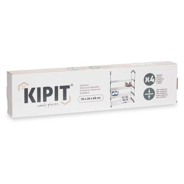 Zapatero Kipit 1063 Plateado 76 x 26 x 58 cm 4 Estantes 2