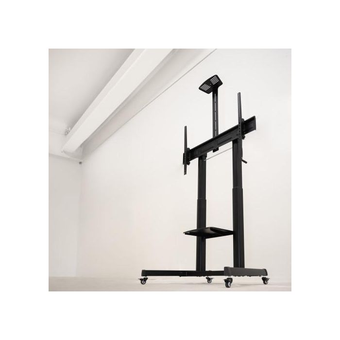 TooQ Soporte de Suelo para TV FS20406HM-B, Inclinable con Ruedas, 60-100" hasta 120kg, Negro
