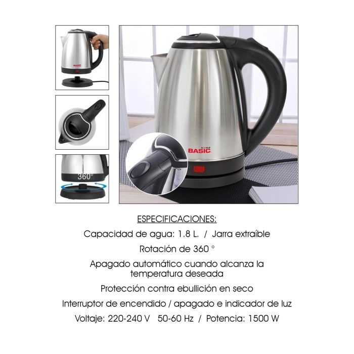 Basic Home Hervidor de Agua 1.8L 1500W - 16 x 23 x 21 cm (6 Unidades) 2 Basic Home Hervidor de Agua 1.8L 1500W - 16 x 23 x 21 cm (6 Unidades) 2