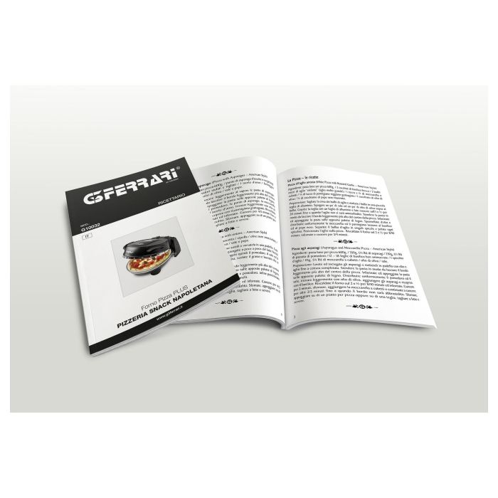 G3 Ferrari Horno para Pizza Napoletana, Negro, 1200 W, 31 cm, Piedra, 400 °C, con Temporizador, Libro de Recetas y Utensilio